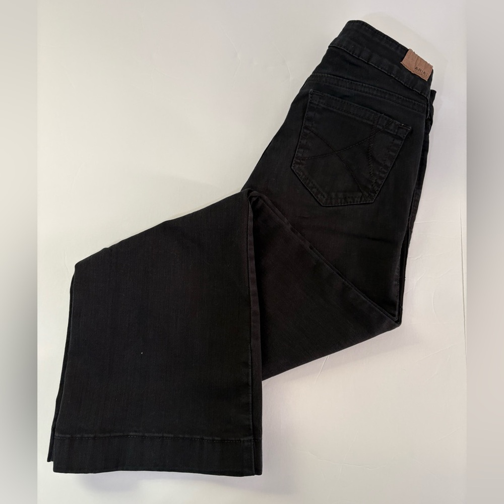 Ariat Trouser Jean Women’s 25S Short Black Western Cowboy Rodeo Mid Rise Wide